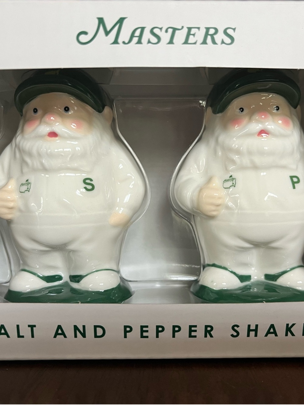 Masters White and Green Golfers Salt & Pepper Shakers